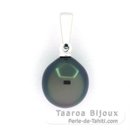 Ciondolo in Oro bianco 18K e 1 Perla di Tahiti Semi-Baroccha A 9.4 mm