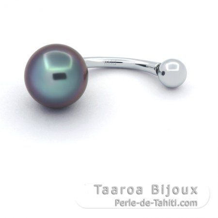 Piercing in Argento e 1 Perla di Tahiti Semi-Baroccha B 8.9 mm