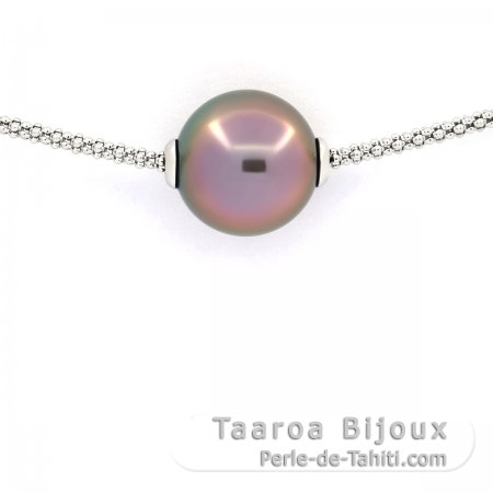 Colar em Prata e 1 Prola do Tahiti Redonda B 12.6 mm