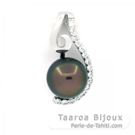 Ciondolo in Argento e 1 Perla di Tahiti Rotonda C 8.3 mm