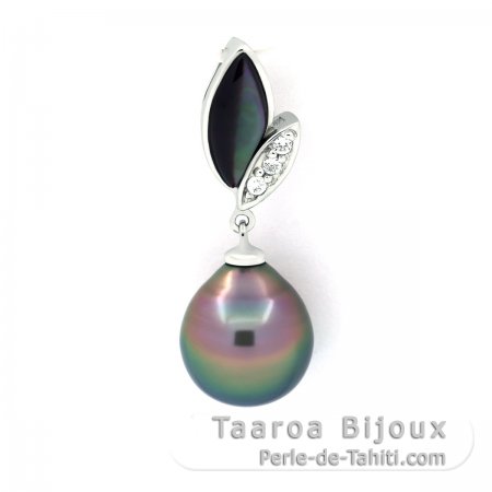 Ciondolo in Argento e 1 Perla di Tahiti Semi-Baroccha B 9.8 mm