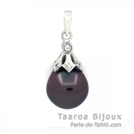 Ciondolo in Argento e 1 Perla di Tahiti Semi-Baroccha B 9.3 mm