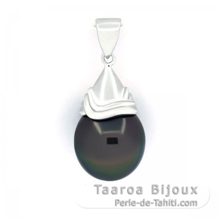 Ciondolo in Argento e 1 Perla di Tahiti Semi-Baroccha C 11.8 mm