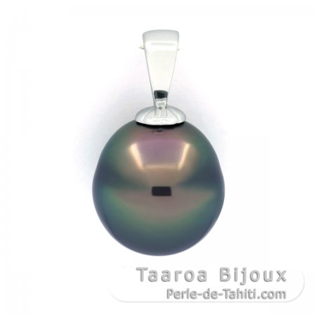 Pingente em Prata e 1 Prola do Tahiti Semi-Barroca C 13.3 mm