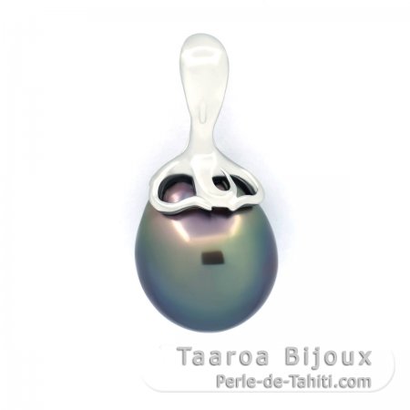 Ciondolo in Argento e 1 Perla di Tahiti Baroccha B 9.9 mm