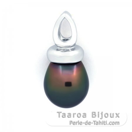 Ciondolo in Argento e 1 Perla di Tahiti Semi-Baroccha B 9.9 mm