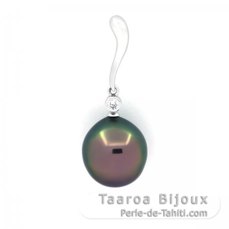 Ciondolo in Argento e 1 Perla di Tahiti Semi-Baroccha B/C 11.6 mm