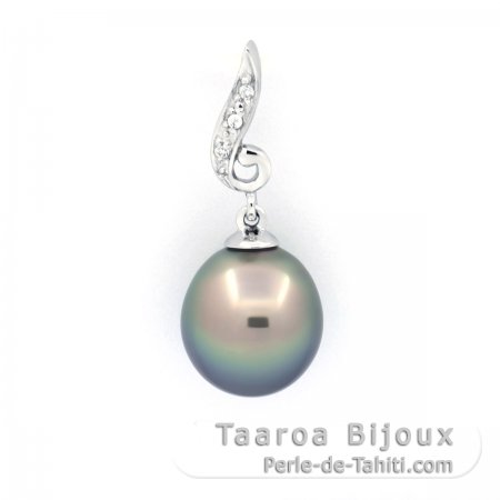 Ciondolo in Argento e 1 Perla di Tahiti Semi-Baroccha B 9.7 mm
