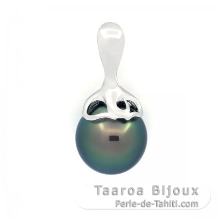 Ciondolo in Argento e 1 Perla di Tahiti Semi-Rotonda C 9.2 mm