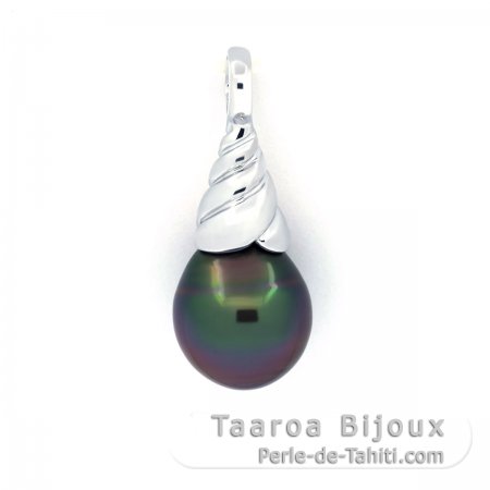 Ciondolo in Argento e 1 Perla di Tahiti Semi-Baroccha C 9.7 mm