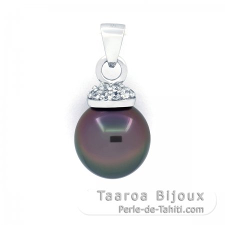 Ciondolo in Argento e 1 Perla di Tahiti Semi-Baroccha B 10.8 mm