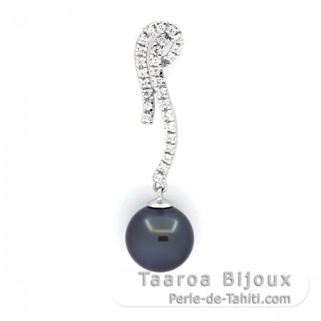 Ciondolo in Argento e 1 Perla di Tahiti Rotonda C 9.7 mm