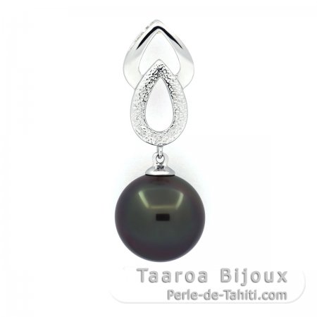 Ciondolo in Argento e 1 Perla di Tahiti Rotonda C 11.3 mm