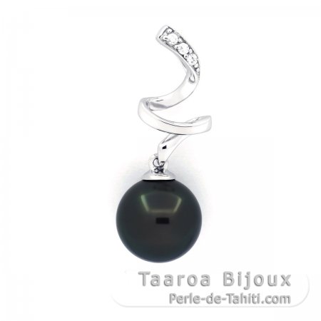 Ciondolo in Argento e 1 Perla di Tahiti Rotonda C 9.3 mm