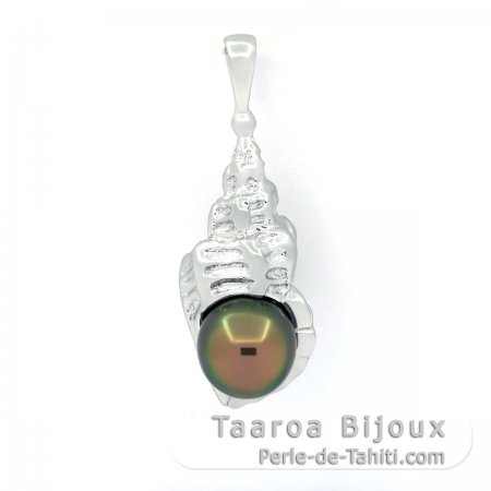 Ciondolo in Argento e 1 Perla di Tahiti Semi-Baroccha B 8.3 mm
