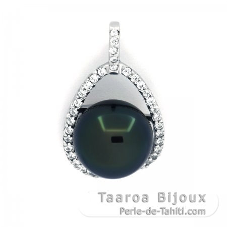 Ciondolo in Argento e 1 Perla di Tahiti Semi-Baroccha B 10.1 mm