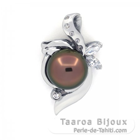 Ciondolo in Argento e 1 Perla di Tahiti Semi-Baroccha C 9.9 mm