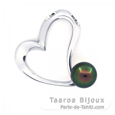 Ciondolo in Argento e 1 Perla di Tahiti Semi-Baroccha C 9.1 mm