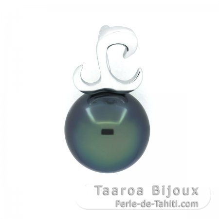 Ciondolo in Argento e 1 Perla di Tahiti Rotonda C 9.1 mm