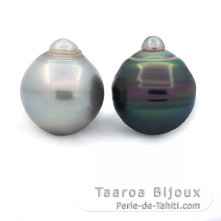 Lotto di 2 Perle di Tahiti Cerchiate C 12.7 mm
