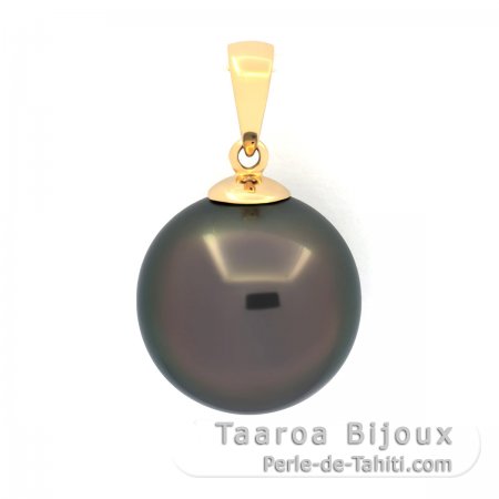 Ciondolo in Oro 18K e 1 Perla de Tahiti Rotonda B 12.6 mm