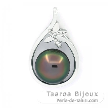 Ciondolo in Argento e 1 Perla di Tahiti Semi-Baroccha B 11.7 mm