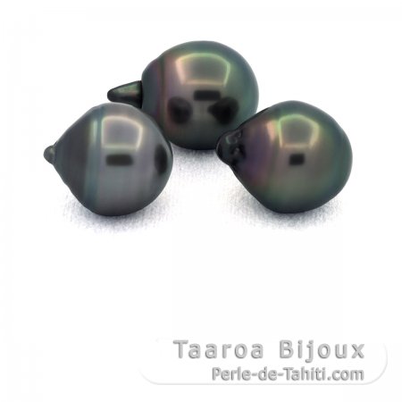 Lotto di 3 Perle di Tahiti Cerchiate C di 11.6 a 11.7 mm