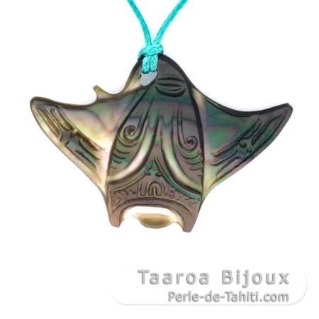 Ciondolo a forma di manta in Madreperla di Tahiti