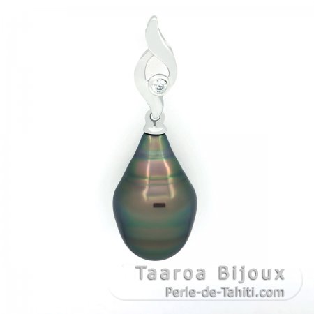 Ciondolo in Argento e 1 Perla de Tahiti Cerchiata C 11.3 mm