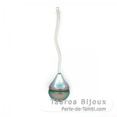 Ciondolo in Argento e 1 Perla de Tahiti Cerchiata B/C 8.9 mm