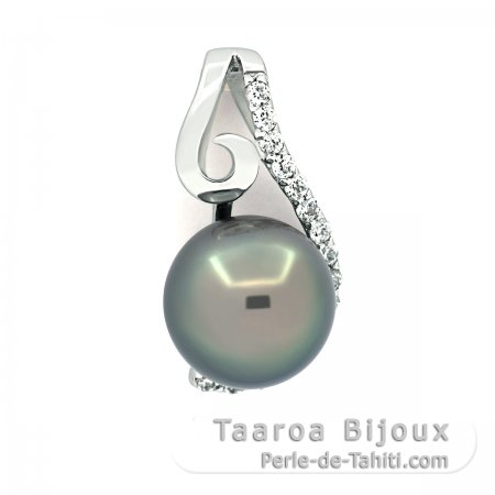 Ciondolo in Argento e 1 Perla di Tahiti Rotonda C 9.1 mm