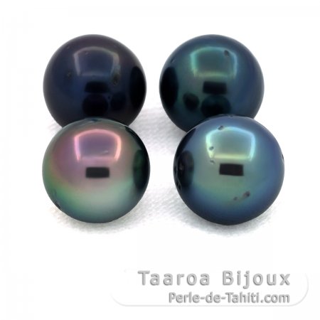 Lotto di 4 Perle di Tahiti Rotonde D di 9 a 9.2 mm
