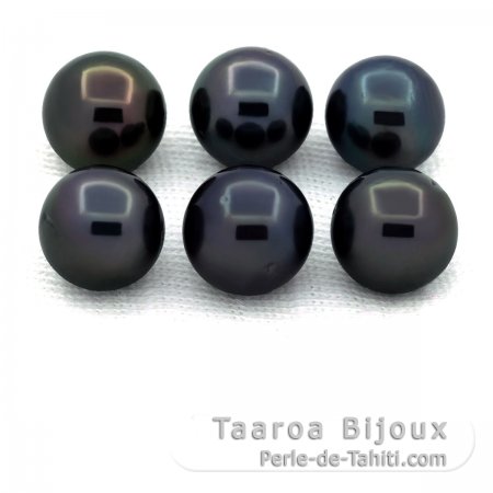 Lotto di 6 Perle di Tahiti Rotonde C/D di 7.5 a 7.8 mm