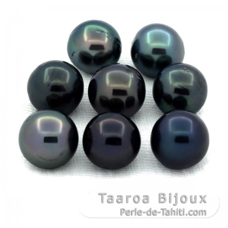 Lotto di 8 Perle di Tahiti Semi-Rotonde D di 9 a 9.2 mm