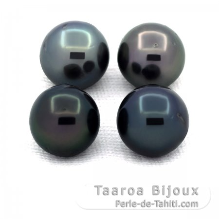 Lotto di 4 Perle di Tahiti Rotonde D di 9.1 a 9.3 mm