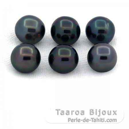 Lotto di 6 Perle di Tahiti Semi-Rotonde C/D di 8 a 8.2 mm