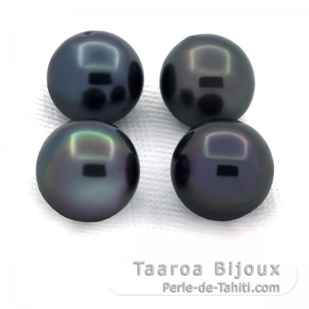 Lotto di 4 Perle di Tahiti Rotonde D di 8 a 8.3 mm