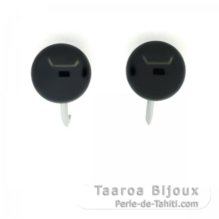 Orecchini in Argento e 2 Perle di Tahiti Rotonde C 7.8 mm