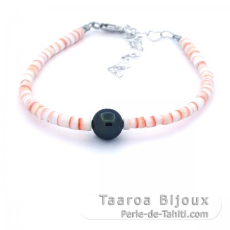 Bracciale Conchiglia e 1 Perla di Tahiti Rotonda C/D 8 mm