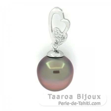 Ciondolo in Argento e 1 Perla di Tahiti Semi-Baroccha C 10.5 mm