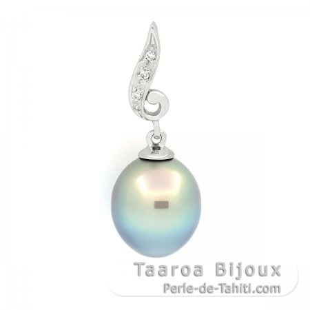 Ciondolo in Argento e 1 Perla di Tahiti Semi-Baroccha B 9.4 mm