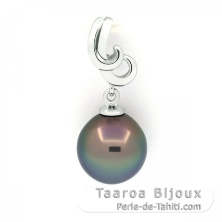 Ciondolo in Argento e 1 Perla di Tahiti Semi-Baroccha C 9.4 mm