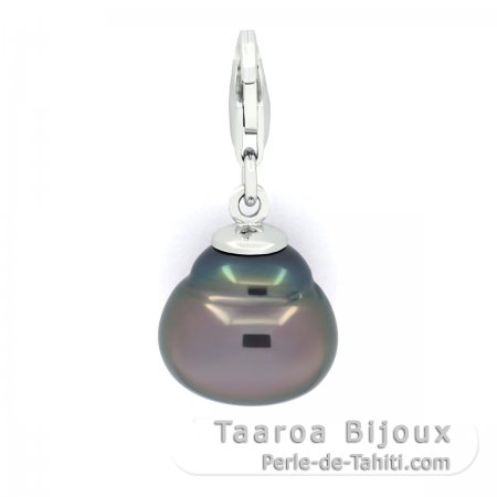 Ciondolo in Argento e 1 Perla de Tahiti Cerchiata B/C 12 mm