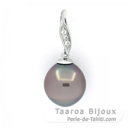 Ciondolo in Argento e 1 Perla di Tahiti Semi-Baroccha B/C 9.6 mm