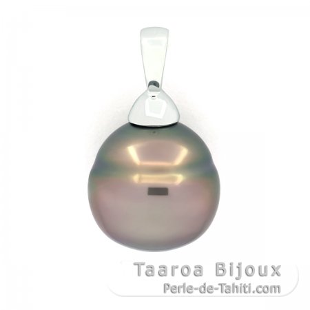 Ciondolo in Argento e 1 Perla de Tahiti Cerchiata B/C 11.3 mm