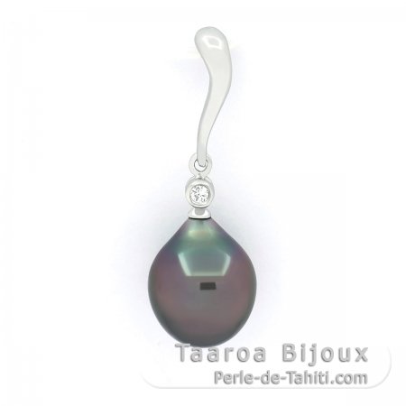 Ciondolo in Argento e 1 Perla di Tahiti Semi-Baroccha B 10.1 mm