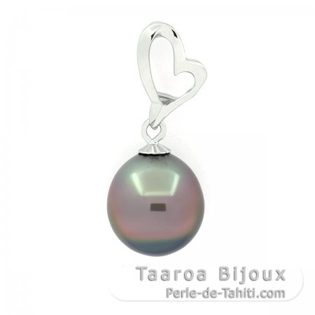 Ciondolo in Argento e 1 Perla di Tahiti Semi-Baroccha C 10.5 mm