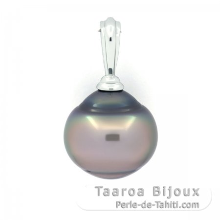Ciondolo in Argento e 1 Perla de Tahiti Cerchiata B 13.4 mm