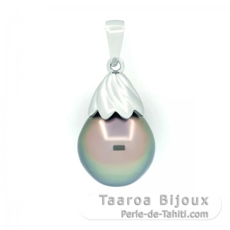 Ciondolo in Argento e 1 Perla di Tahiti Semi-Baroccha B 11.9 mm