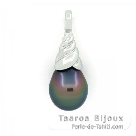 Ciondolo in Argento e 1 Perla di Tahiti Semi-Baroccha B 9.4 mm